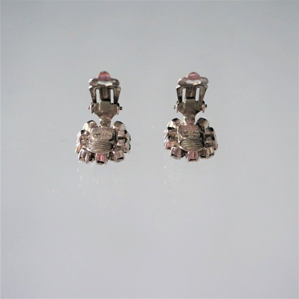 Christian Dior Clip On Earrings Vintage 60s Germany Blue Tanzanite w Crystals - - Picture 10 of 11